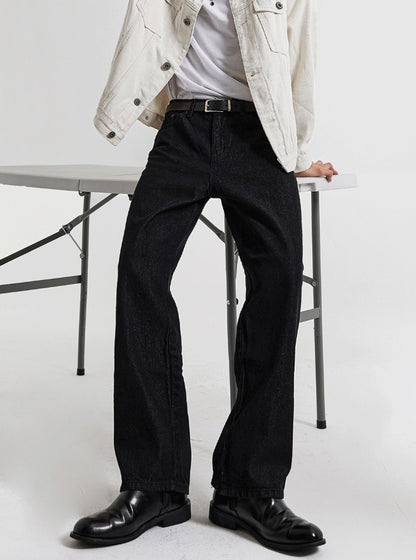 normal black wide denim pants