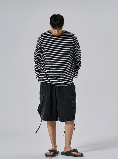 Shallow Stripe Oversized Long Sleeve Tee
