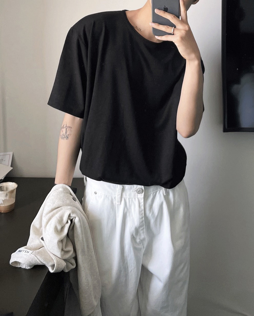 Inner U-Neck Silky Short Sleeve Tee