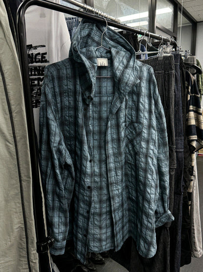Aaron Linen Checke Hooded Shirt