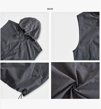 crop nylon hooded vest