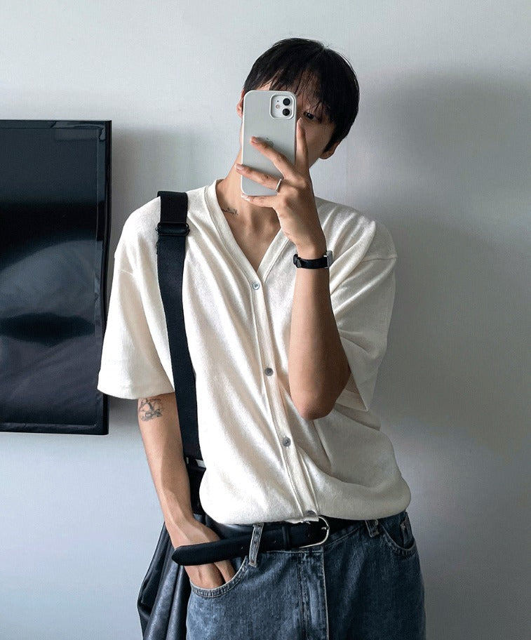 Linen Short Sleeve Cardigan