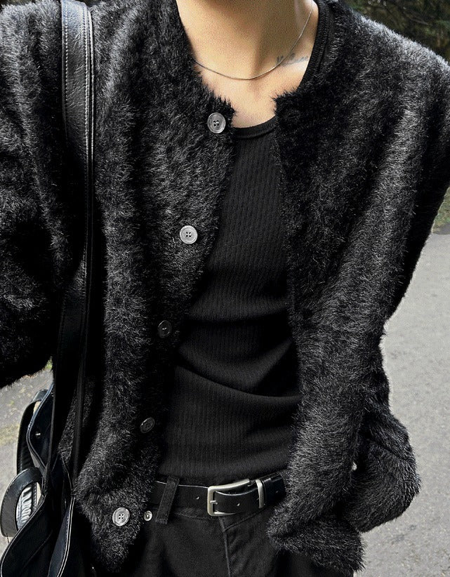 24FW New Thick Angora Semi-Oversized Cardigan
