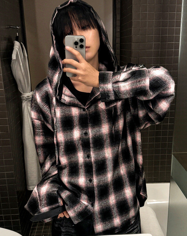 shea hooded checkered shirt