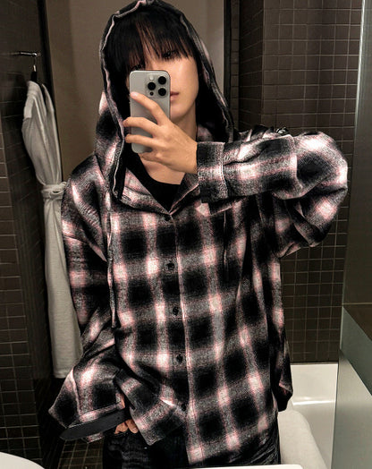 shea hooded checkered shirt