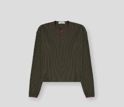 Fingerhole Waffle Henley Neck