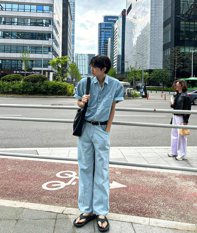 Summer Semi-Wide Denim Pants