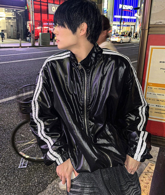 glossy track windbreaker