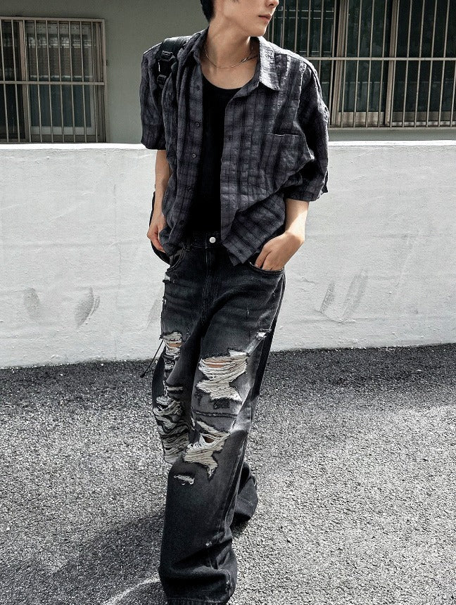 Denim Destroyed Pants