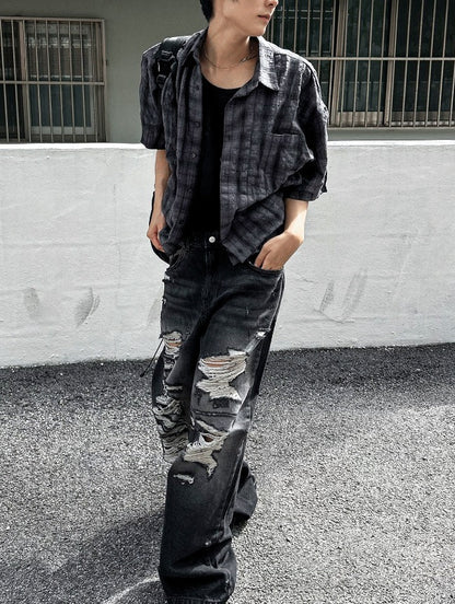 Denim Destroyed Pants
