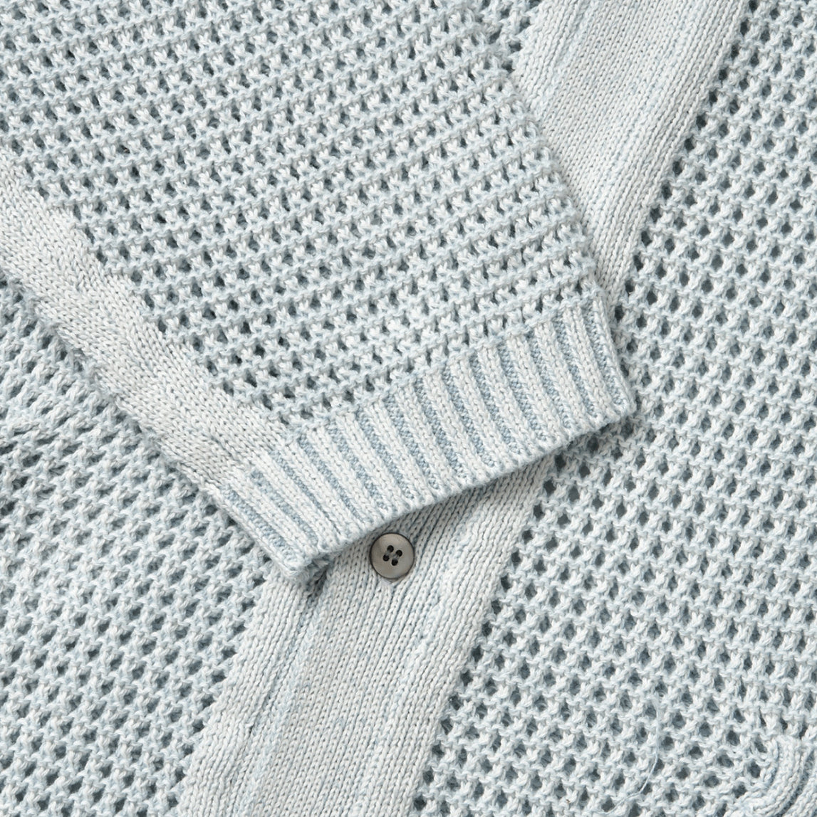Linen Waffle Two-Tone Knit Cardigan