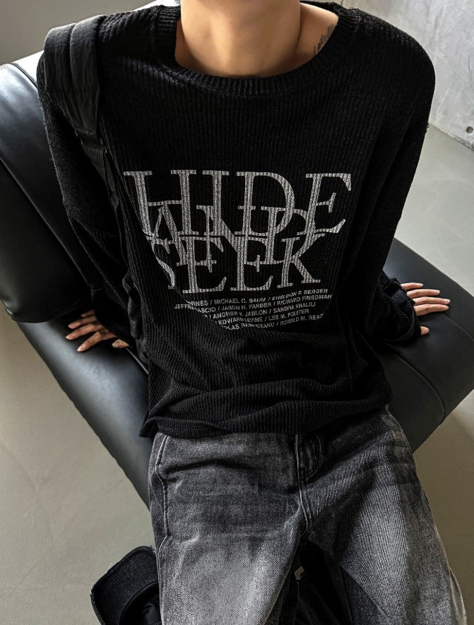dope lettering knit long-sleeved