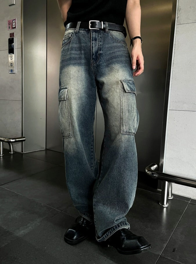 New Jeans Wide Cargo Pocket Denim Pants
