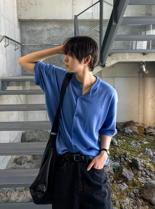 Summer Round-Neck Short Sleeve Cardigan