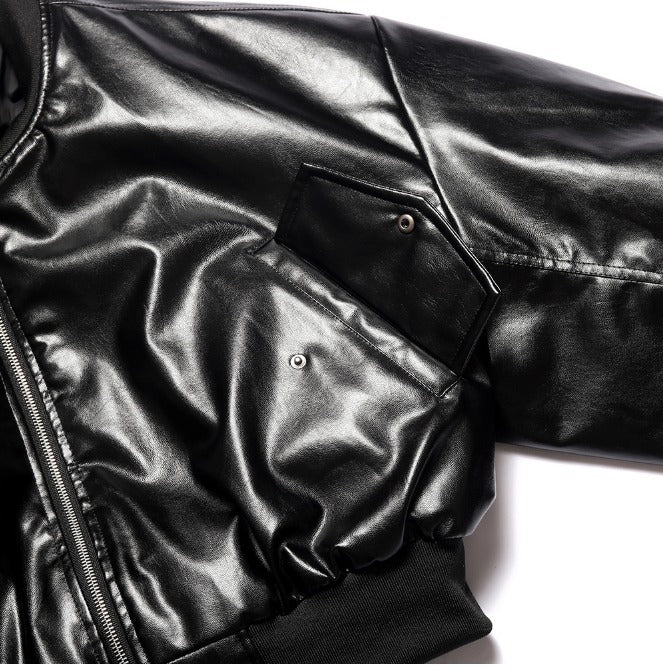 Dominic Vegan Leather Cropped Bomber Jacket