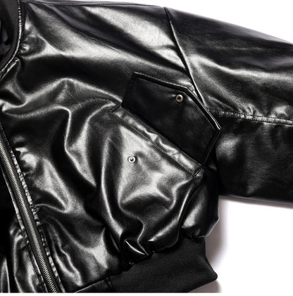 Dominic Vegan Leather Cropped Bomber Jacket