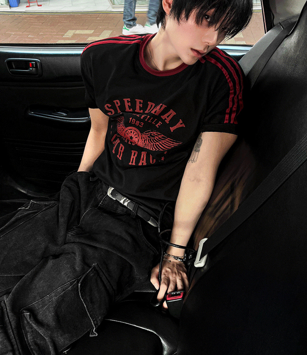 Printing Ringer Track Short Sleeve T-shirt