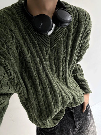 cliff twist V-neck knit