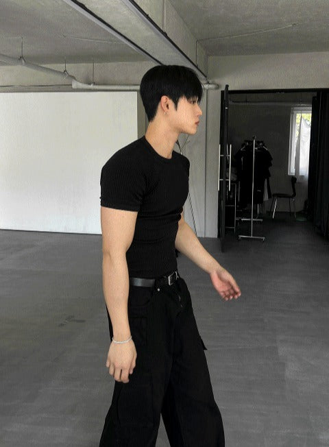 Muscle Fit Round Short-Sleeved Knitwear
