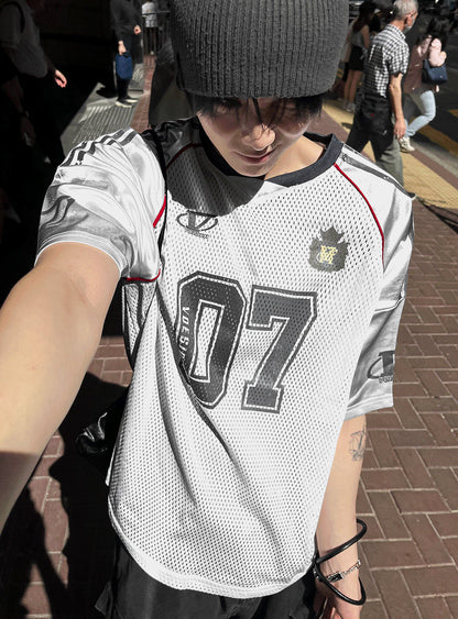 Matte Black & Silver White Track Short-Sleeve Tee