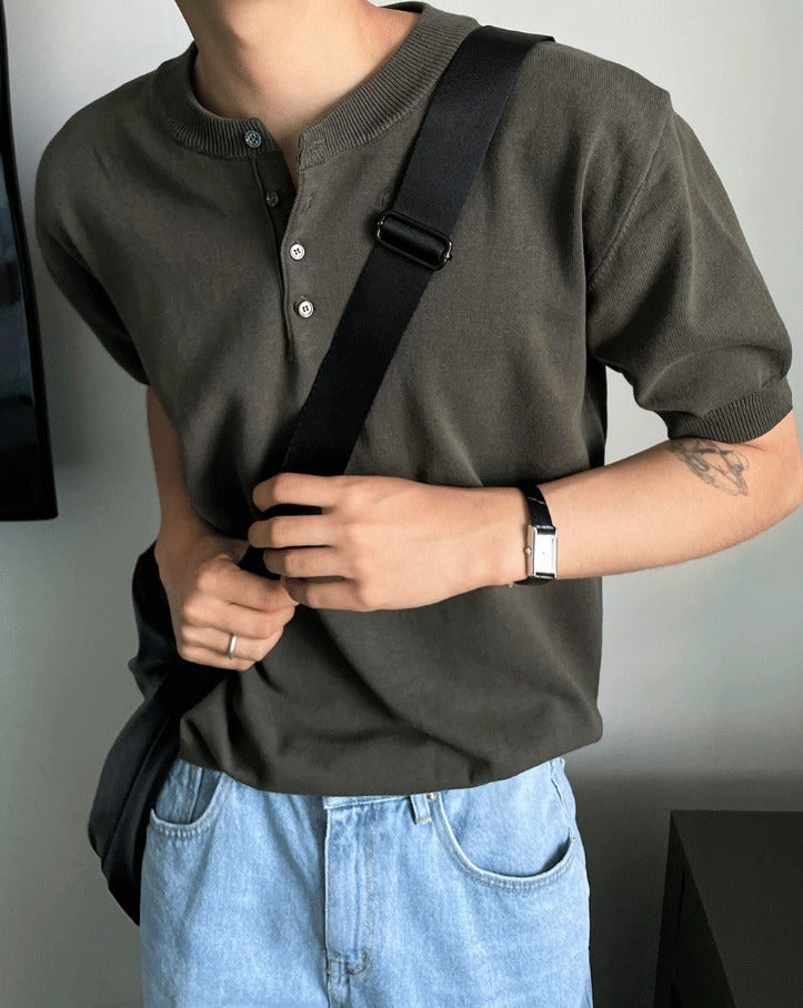 Cooling Linen Henley Short Sleeve