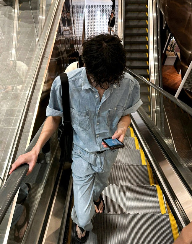 Summer Semi-Wide Denim Pants