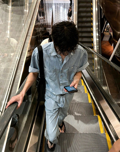 Summer Semi-Wide Denim Pants