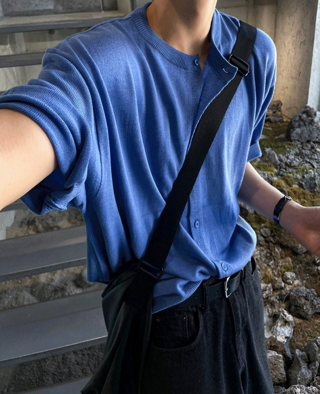 Summer Round-Neck Short Sleeve Cardigan