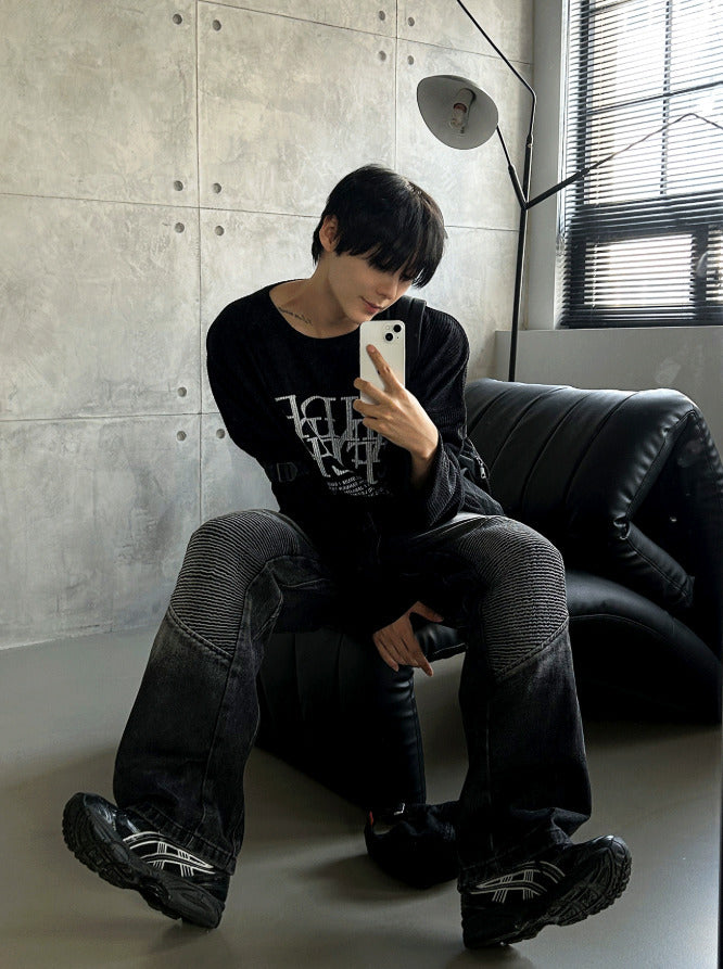 dope lettering knit long-sleeved