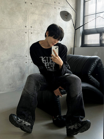 dope lettering knit long-sleeved