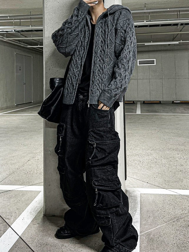 multi pocket cargo denim pants