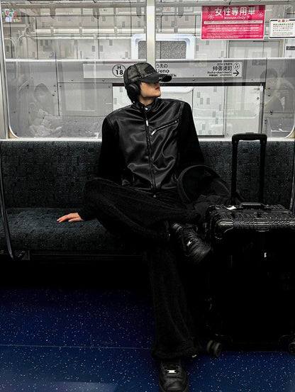 Deep black knit suede jacket [Deep black]