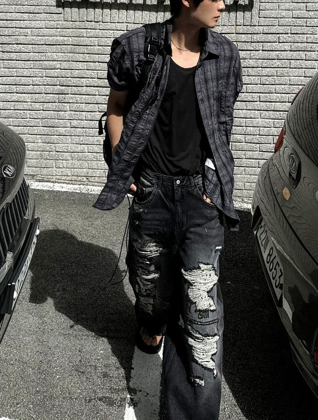 Denim Destroyed Pants