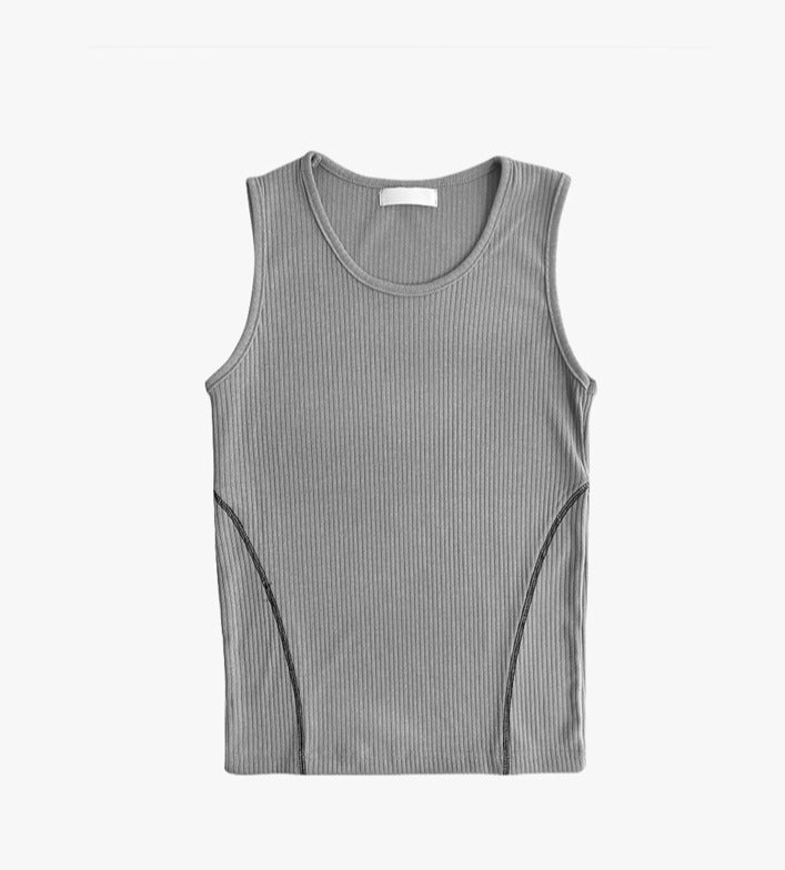 Muscle fit side stitch ribbed sleeveless for inner wear