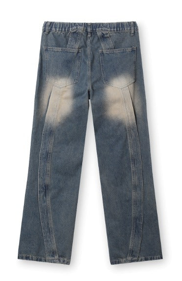 Shabby Banding Wave-Washed Denim