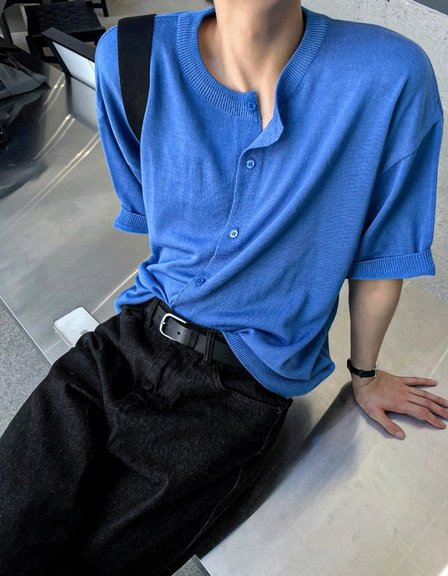 Summer Round-Neck Short Sleeve Cardigan