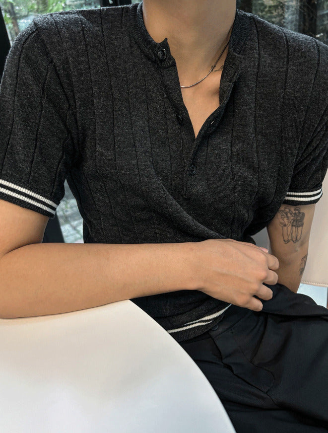 Magnum Henley Neck Short-Sleeved Knitwear