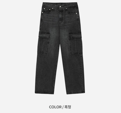 New Jeans Wide Cargo Pocket Denim Pants
