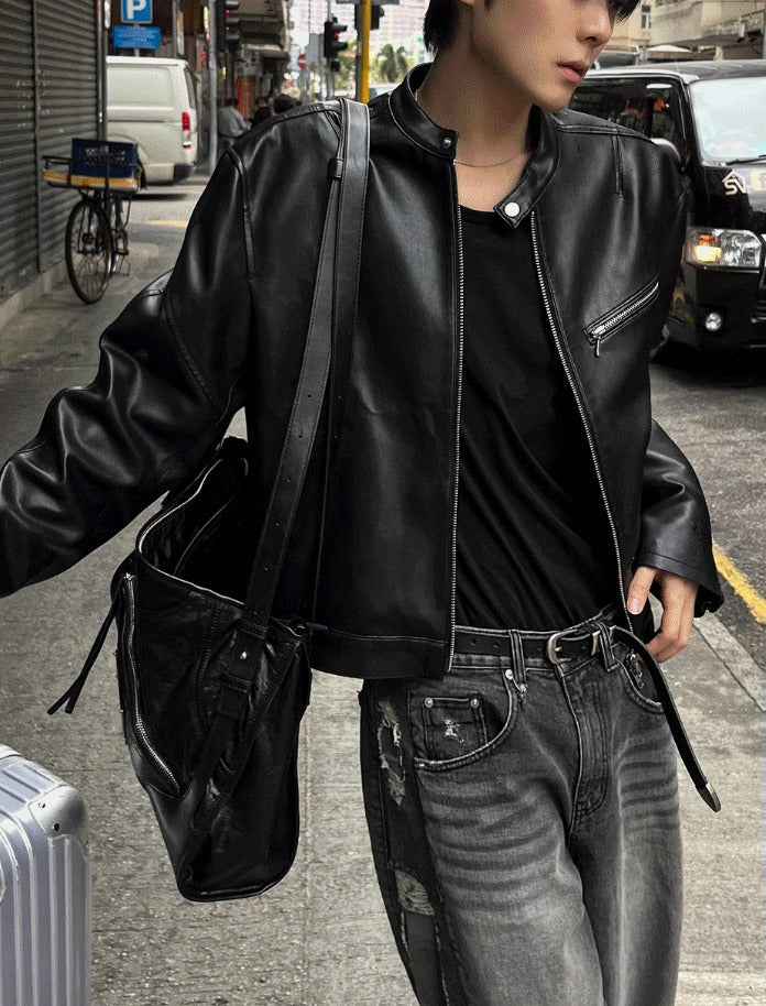 Premium Crop Leather Jacket