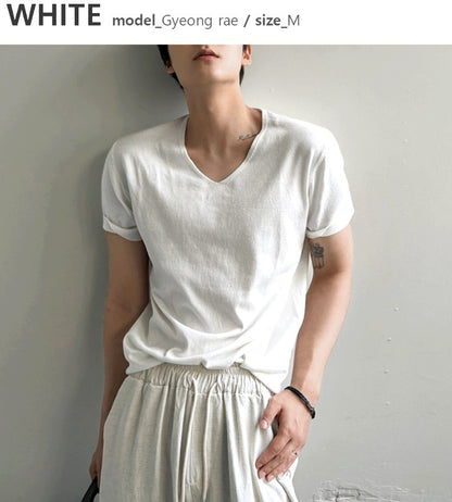 Ice Tencel V-Neck Short Sleeve Knit