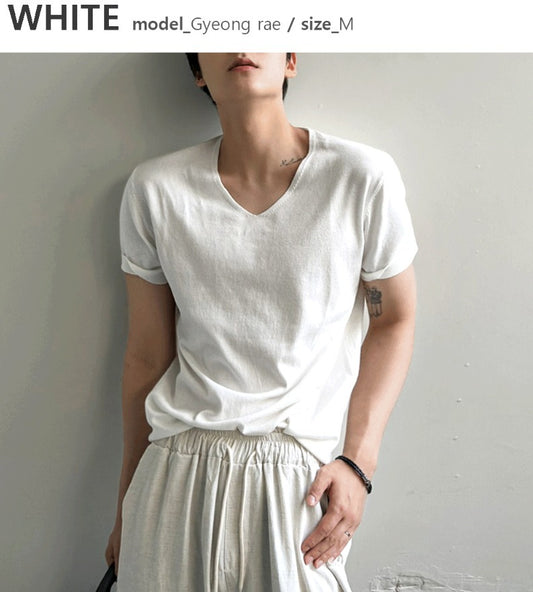 Ice Tencel V-Neck Short Sleeve Knit
