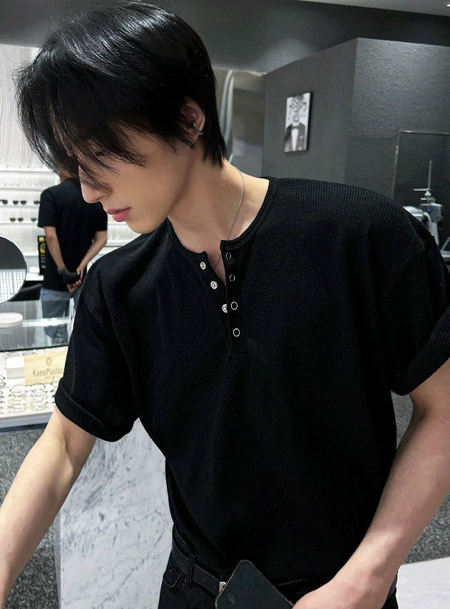 Rashcan Waffle Henley Neck Short Sleeve