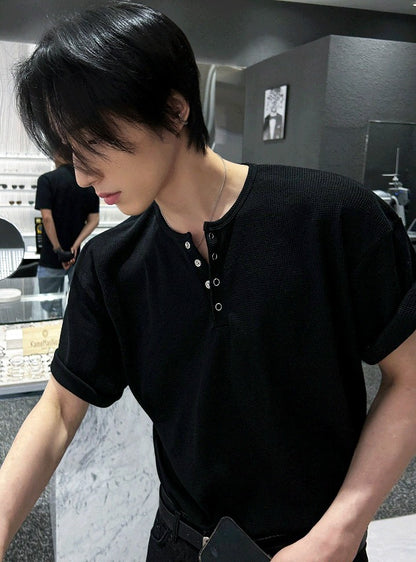 Rashcan Waffle Henley Neck Short Sleeve