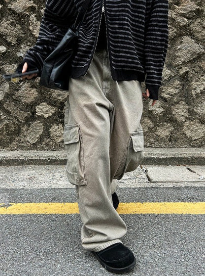 millat wide vintage cargo denim pants