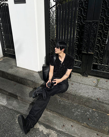 Beloa Golgi Henley Neck Short Sleeve