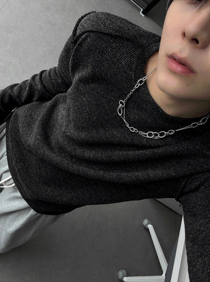 Slim Muskle Fit Knit Achromatic Raglan