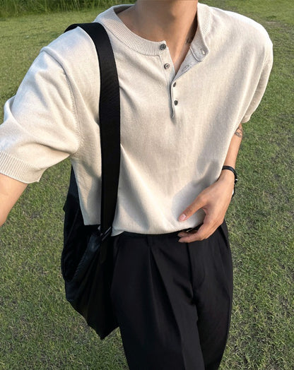 Cooling Linen Henley Short Sleeve