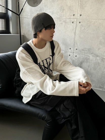 dope lettering knit long-sleeved