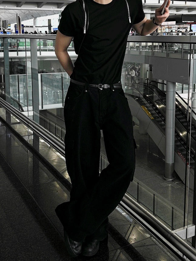 Shoulder Zipper Deep Black Banpal T-shirt