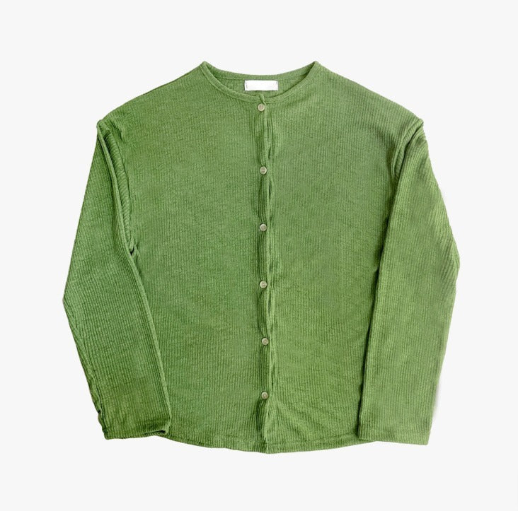 Linen Round Neck Knit Cardigan